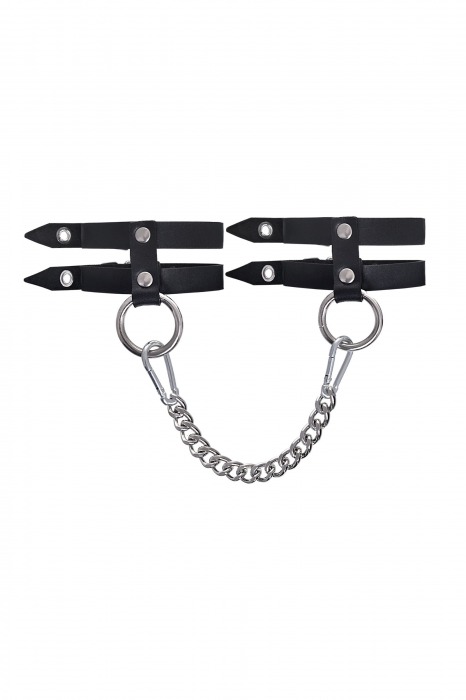 Черные однослойные кожаные оковы из двух ремешков - Pecado - купить с доставкой в Стерлитамаке