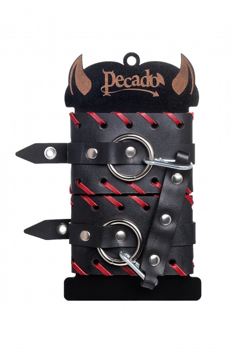 Черно-красные оковы из натуральной кожи - Pecado - купить с доставкой в Стерлитамаке