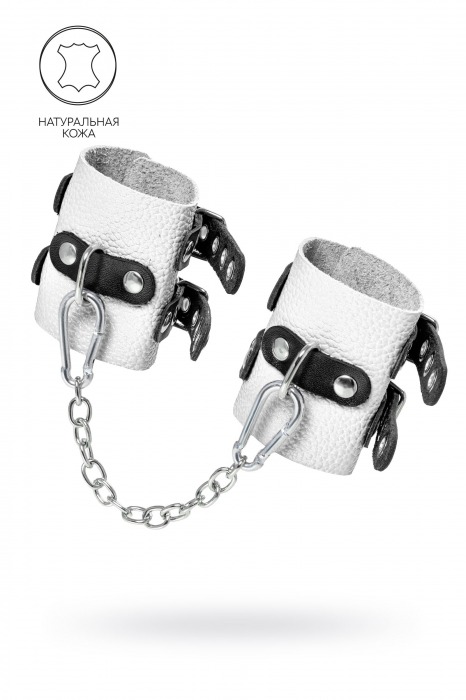 Бело-черные наручники с двумя ремешками и люверсами - Pecado - купить с доставкой в Стерлитамаке