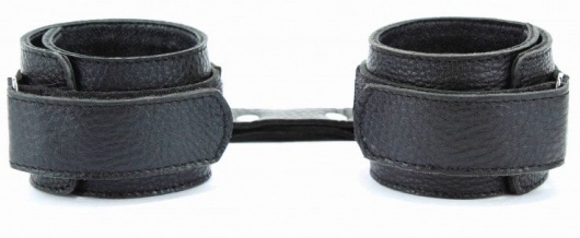 Черные кожаные оковы на липучке - БДСМ Арсенал - купить с доставкой в Стерлитамаке