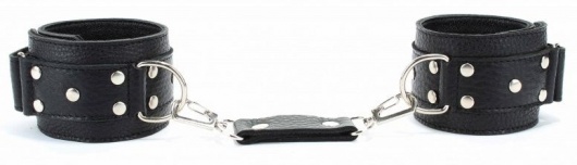 Черные кожаные оковы на липучке - БДСМ Арсенал - купить с доставкой в Стерлитамаке
