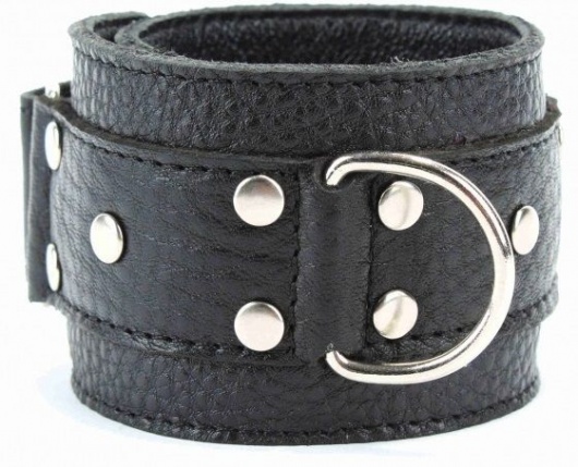 Черные кожаные оковы на липучке - БДСМ Арсенал - купить с доставкой в Стерлитамаке