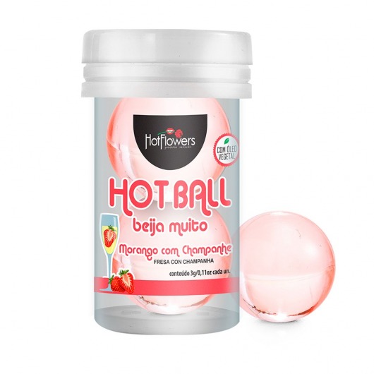 Лубрикант на масляной основе Hot Ball Beija Muito с ароматом клубники и шампанского (2 шарика по 3 гр.) - HotFlowers - купить с доставкой в Стерлитамаке