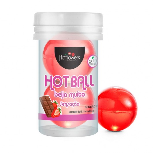 Лубрикант на масляной основе Hot Ball Beija Muito с ароматом шоколада и клубники (2 шарика по 3 гр.) - HotFlowers - купить с доставкой в Стерлитамаке