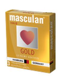 Презервативы Masculan Ultra Gold с золотым напылением и ароматом ванили - 3 шт. - Masculan - купить с доставкой в Стерлитамаке