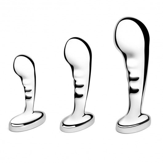 Набор из 3 стальных стимуляторов простаты Stainless Steel P-spot Training Set - b-Vibe - в Стерлитамаке купить с доставкой