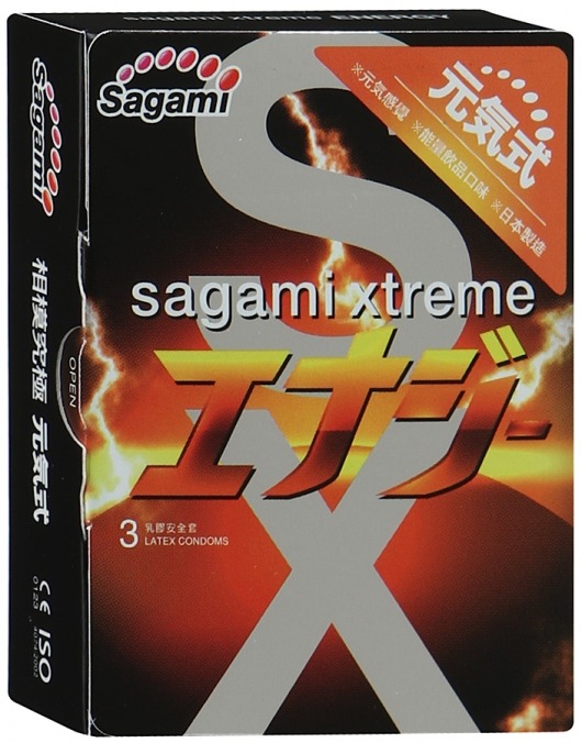 Презервативы Sagami Xtreme ENERGY с ароматом энергетика - 3 шт. - Sagami - купить с доставкой в Стерлитамаке