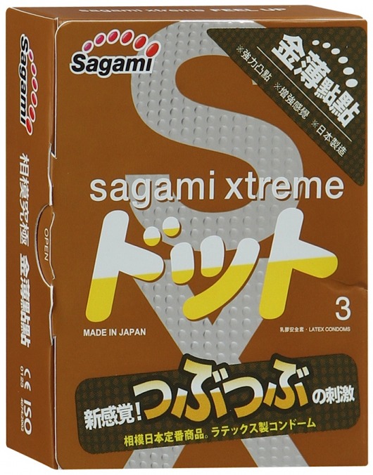 Презервативы Sagami Xtreme FEEL UP с точечной текстурой и линиями прилегания - 3 шт. - Sagami - купить с доставкой в Стерлитамаке