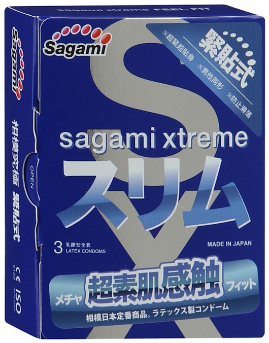 Розовые презервативы Sagami Xtreme FEEL FIT 3D - 3 шт. - Sagami - купить с доставкой в Стерлитамаке