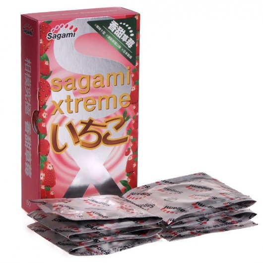 Презервативы Sagami Xtreme Strawberry c ароматом клубники - 10 шт. - Sagami - купить с доставкой в Стерлитамаке