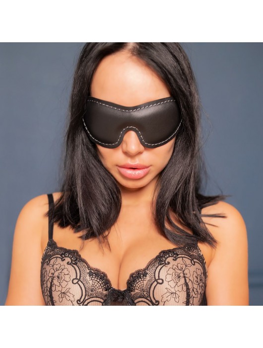 Черная мягкая закрытая маска из натуральной кожи - Crazy Handmade - купить с доставкой в Стерлитамаке