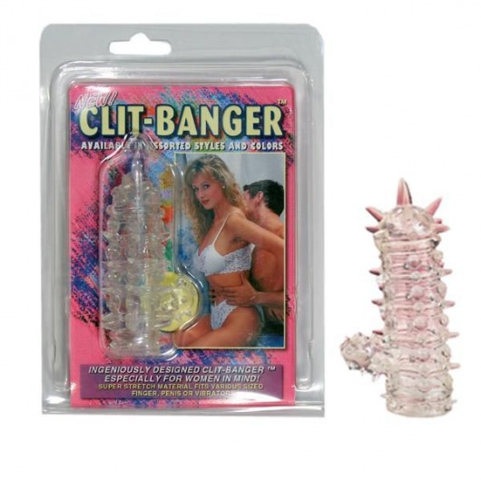 Прозрачная насадка с шипами и клиторальной шишечкой CLIT-BANGER SLEEVE IN CLEAR - Tonga - в Стерлитамаке купить с доставкой