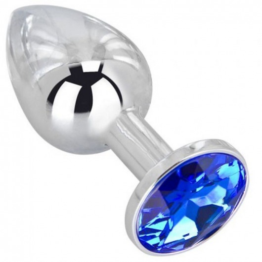 Анальное украшение BUTT PLUG  Small с синим кристаллом - 7 см. - Anal Jewelry Plug - купить с доставкой в Стерлитамаке