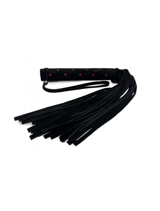 Черная замшевая плеть с красными точками на рукояти Red dot Princess - 43 см. - БДСМ Арсенал - купить с доставкой в Стерлитамаке