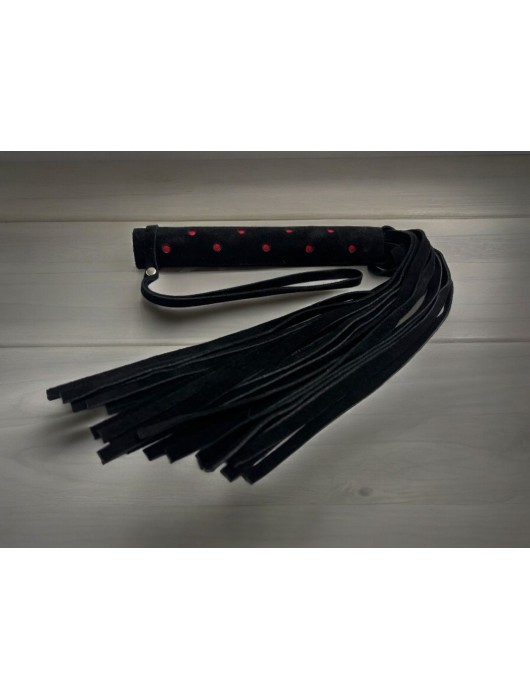 Черная замшевая плеть с красными точками на рукояти Red dot Princess - 43 см. - БДСМ Арсенал - купить с доставкой в Стерлитамаке