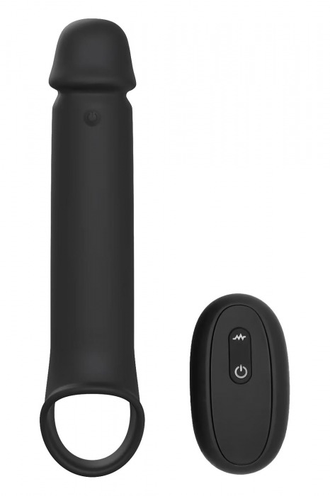 Черная насадка-удлинитель с вибрацией Vibrating Extender With Remote - Dream Toys - в Стерлитамаке купить с доставкой