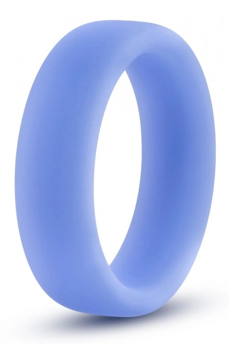 Голубое люминесцентное кольцо Silicone Glo Cock Ring - Blush Novelties - в Стерлитамаке купить с доставкой