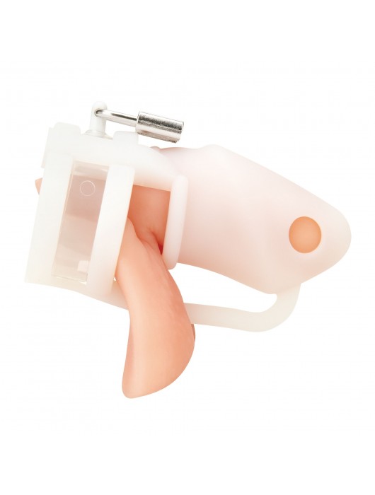 Белая клетка для пениса Silicone Small 2 in Cock Cage With Ball Divider - BlueLine - купить с доставкой в Стерлитамаке