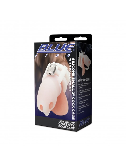 Белая клетка для пениса Silicone Small 2 in Cock Cage With Ball Divider - BlueLine - купить с доставкой в Стерлитамаке