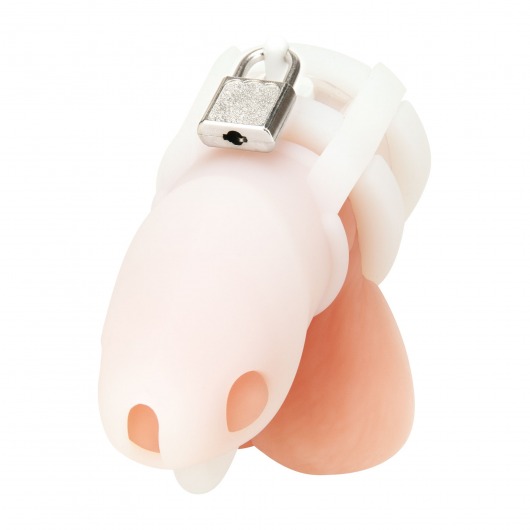 Белая клетка для пениса Silicone Small 2 in Cock Cage With Ball Divider - BlueLine - купить с доставкой в Стерлитамаке