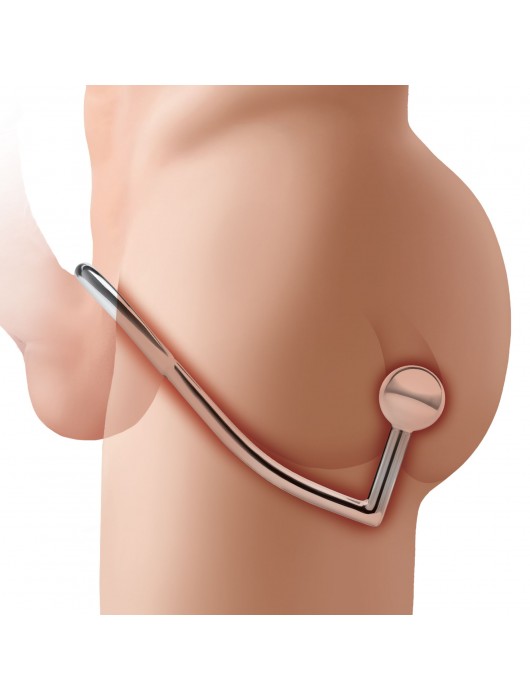 Кольцо на пенис с анальным стимулятором Stainless Steel Anal Hook   Cock Ring - BlueLine - в Стерлитамаке купить с доставкой