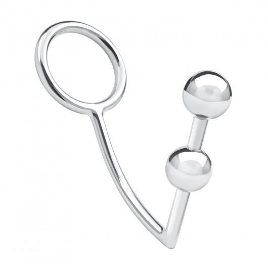 Кольцо на пенис с анальным стимулятором Two Bead Stainless Steel Anal Hook   Cock Ring - BlueLine - в Стерлитамаке купить с доставкой