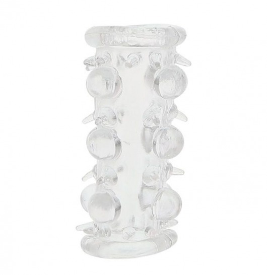 Прозрачная насадка на пенис с шипами и бугорками JELLY JOY LUST CLUSTER CLEAR - Dream Toys - в Стерлитамаке купить с доставкой