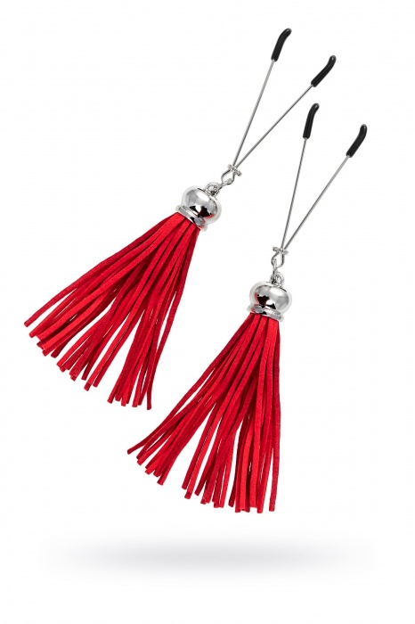 Зажимы на соски «Вилки» с красными кисточками из замши - Pecado - купить с доставкой в Стерлитамаке