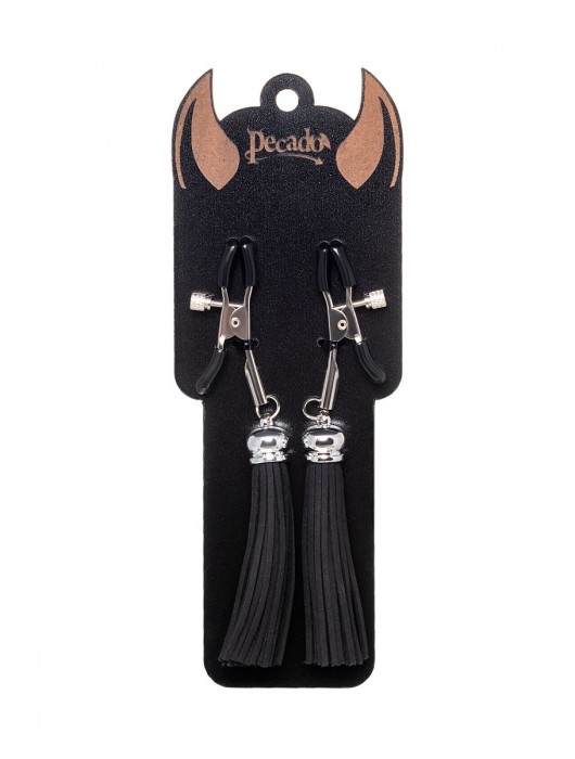 Зажимы на соски «Прищепки» с черными кисточками из замши - Pecado - купить с доставкой в Стерлитамаке