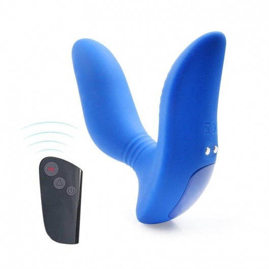 Синий вибромассажер простаты 3,5’’ Remote Control Curve P-spot Massager - 12 см. - Erokay - в Стерлитамаке купить с доставкой