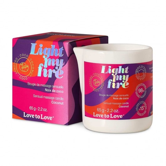 Массажная свеча Light My Fire Coconut с ароматом кокоса - 65 гр. - Love to Love - купить с доставкой в Стерлитамаке