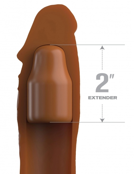 Коричневая насадка на член 2  Silicone X-tension - 20,3 см. - Pipedream - в Стерлитамаке купить с доставкой