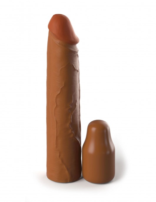 Коричневая насадка на член 2  Silicone X-tension - 20,3 см. - Pipedream - в Стерлитамаке купить с доставкой