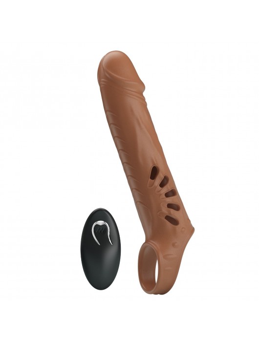 Коричневая вибронасадка с подхватом мошонки и пультом ДУ - Baile - в Стерлитамаке купить с доставкой