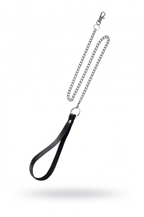 Поводок с ручкой из черной натуральной кожи и карабином для ошейника - Pecado - купить с доставкой в Стерлитамаке