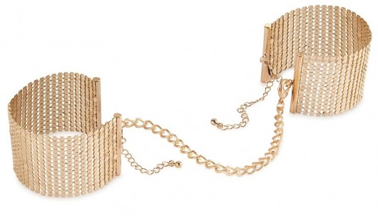 Дизайнерские золотистые наручники Desir Metallique Handcuffs Bijoux - Bijoux Indiscrets - купить с доставкой в Стерлитамаке
