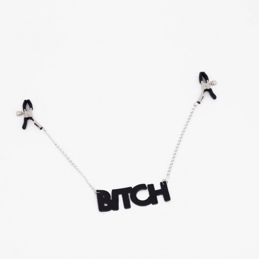 Зажимы на соски с кожаной подвеской Bitch - Crazy Handmade - купить с доставкой в Стерлитамаке