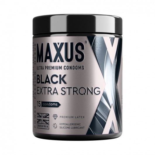 Черные утолщенные презервативы MAXUS Extra Strong с железным кейсом - 15 шт. - Maxus - купить с доставкой в Стерлитамаке