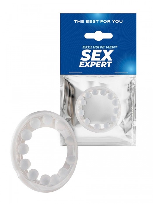 Эрекционное кольцо со стимулирующими шариками на поверхности - Sex Expert - в Стерлитамаке купить с доставкой