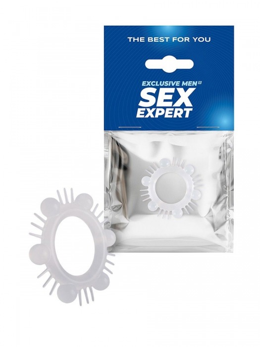 Эластичное эрекционное кольцо с шипиками и шариками - Sex Expert - в Стерлитамаке купить с доставкой