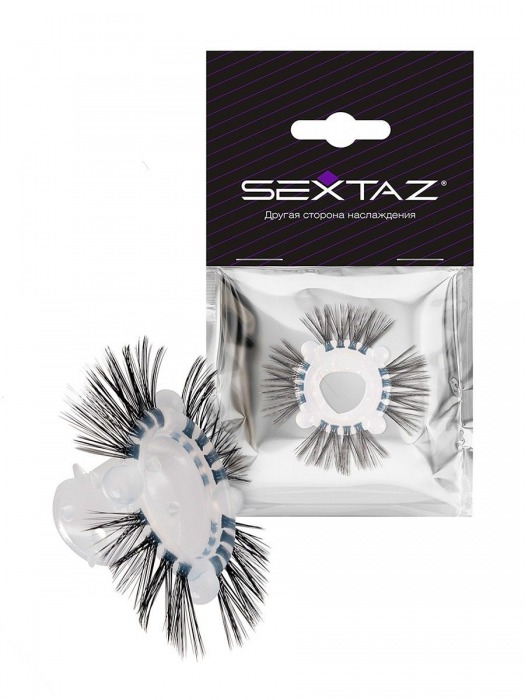Эластичное эрекционное кольцо с черными «ресничками» - Sextaz - в Стерлитамаке купить с доставкой