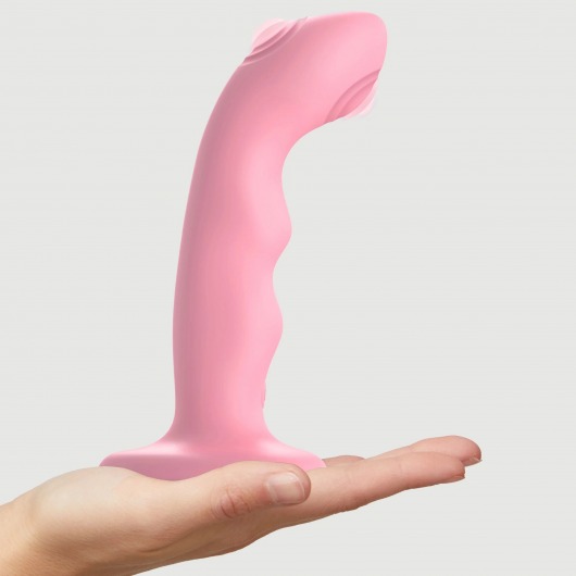 Розовая насадка-стимулятор Strap-On-Me Tapping Dildo Wave - Strap-on-me - купить с доставкой в Стерлитамаке