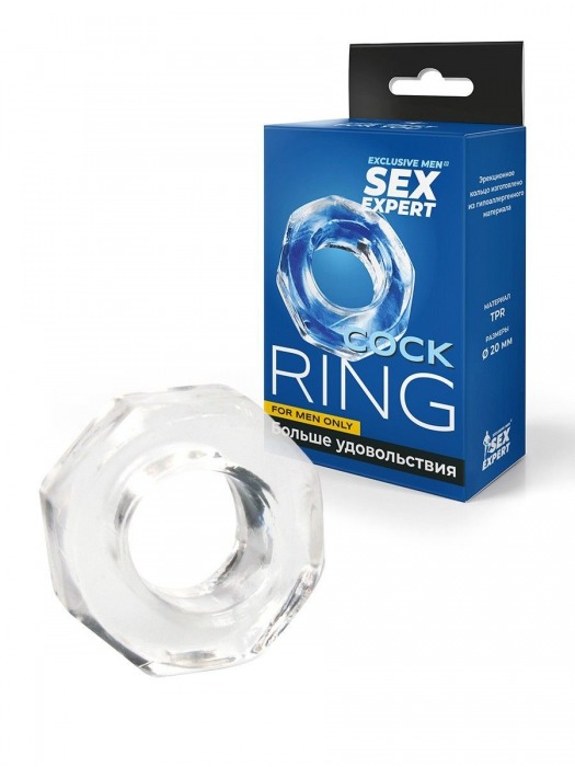 Прозрачное эрекционное кольцо в форме гайки - Sex Expert - в Стерлитамаке купить с доставкой