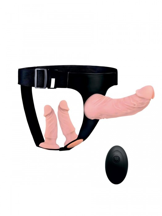 Женский страпон с 3 насадками и вибрацией - Erowoman-Eroman - купить с доставкой в Стерлитамаке