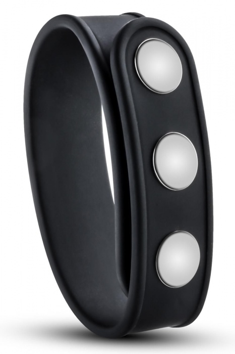 Черное эрекционное кольцо на кнопках - Blush Novelties - в Стерлитамаке купить с доставкой