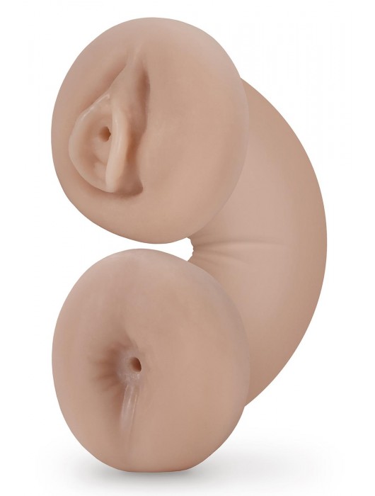 Телесный люминесцентный двусторонний мастурбатор Tasha - Blush Novelties - в Стерлитамаке купить с доставкой