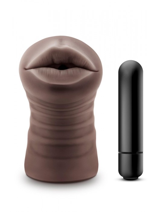 Коричневый мастурбатор-ротик Krystal Vibrating Masturbator - Blush Novelties - в Стерлитамаке купить с доставкой