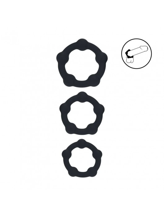 Набор из 3 эрекционных колец Beaded Silicone Cockring Set - Shots Media BV - в Стерлитамаке купить с доставкой