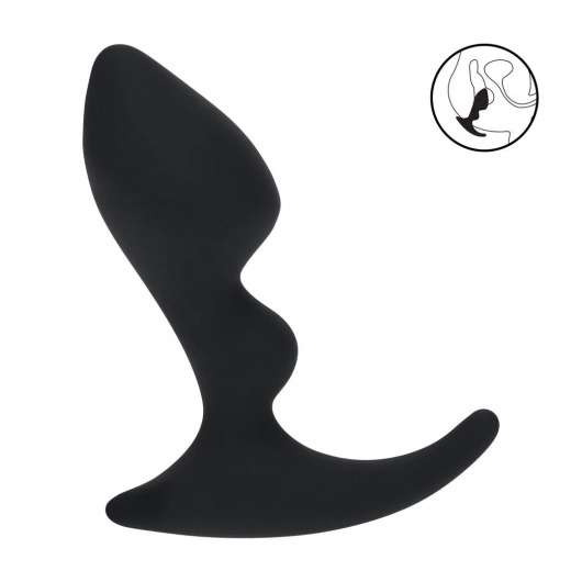 Черная анальная пробка для массажа простаты Double Ripple Silicone Prostate Massager - Shots Media BV - в Стерлитамаке купить с доставкой