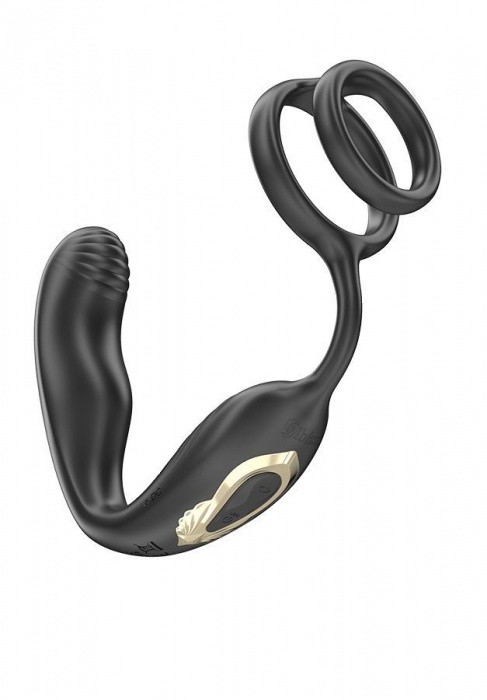 Черная анальная пробка с вращением и эрекционными кольцами - Ibiza - в Стерлитамаке купить с доставкой